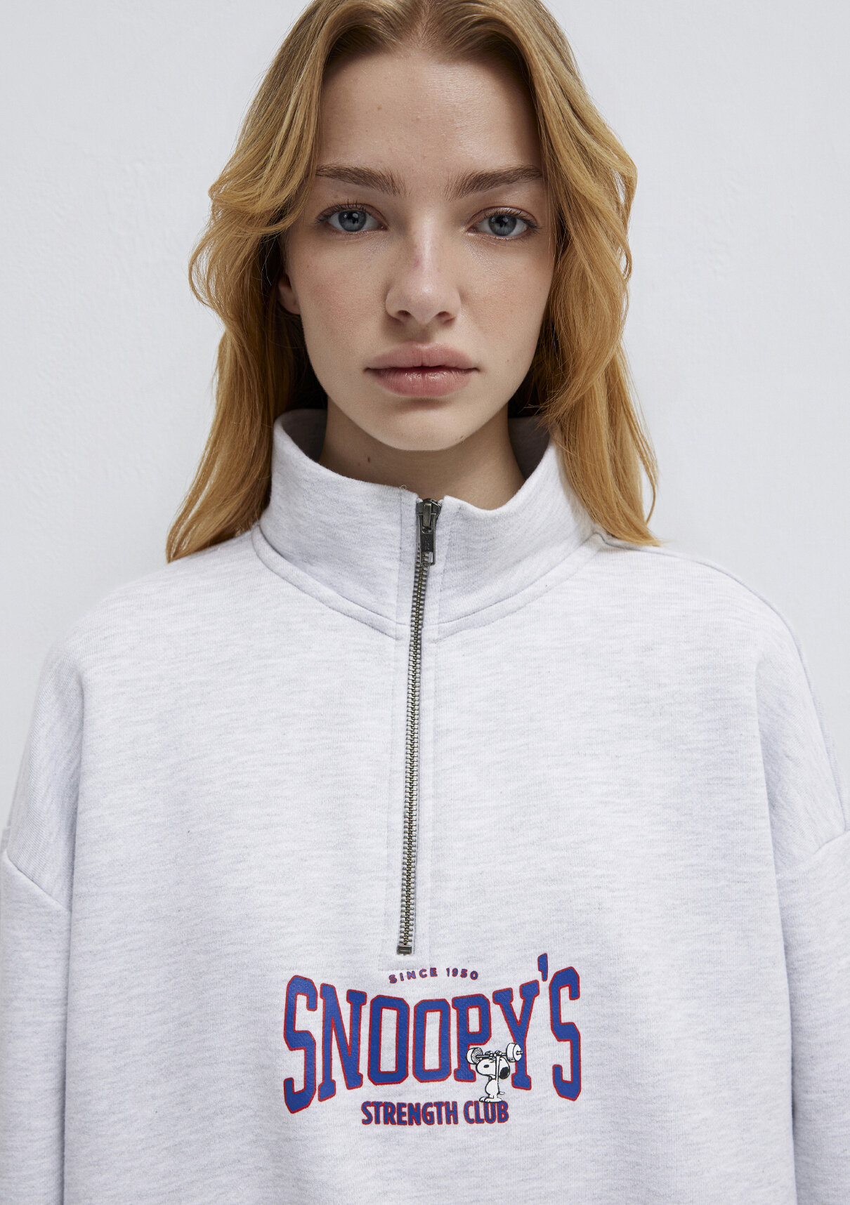 Mavi Peanuts Baskılı Gri Sweatshirt görsel 7