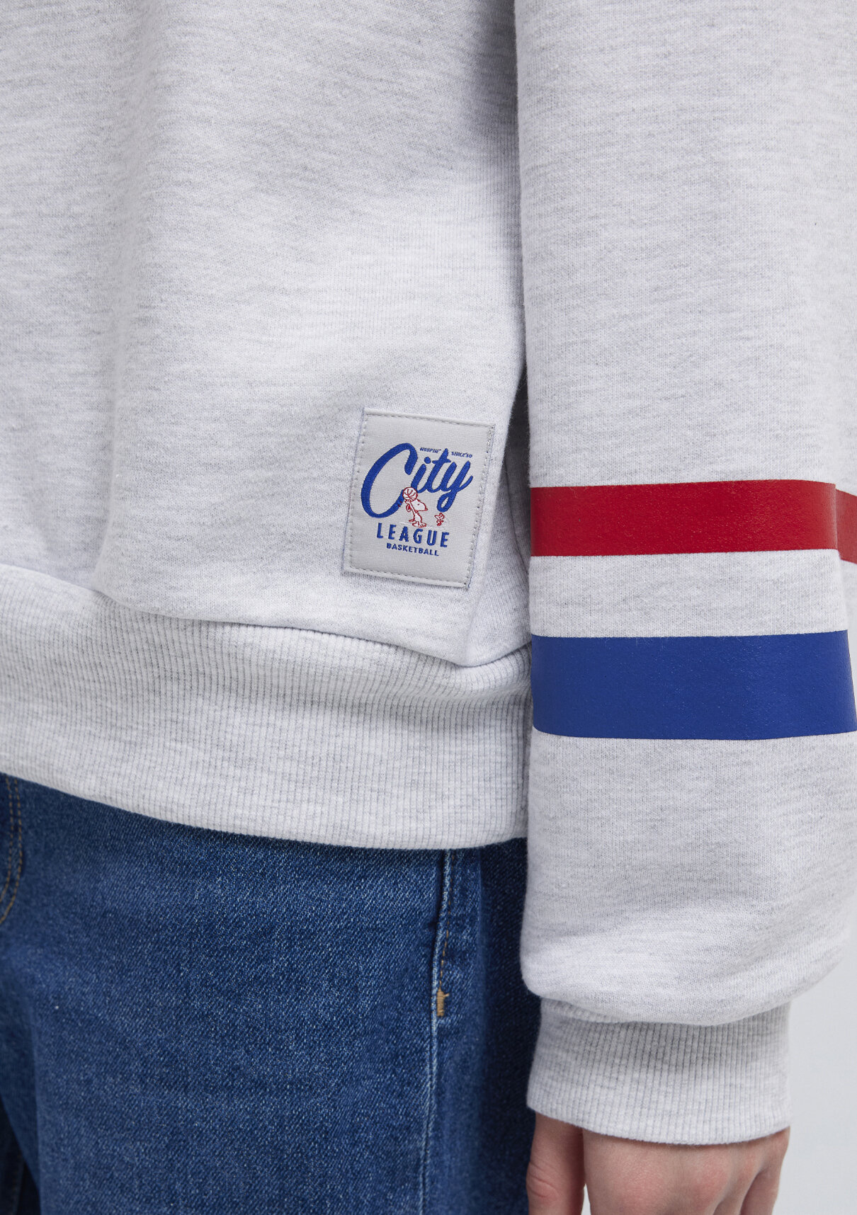 Mavi Peanuts Baskılı Gri Sweatshirt görsel 8