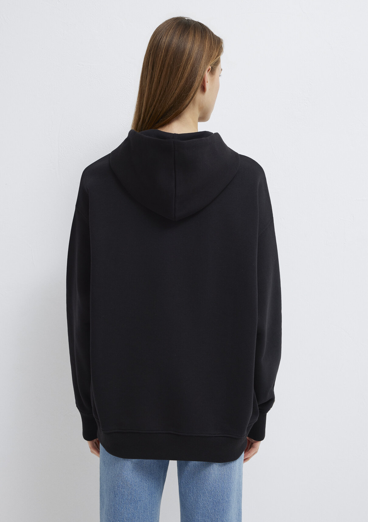 Mavi Logo Baskılı Kapüşonlu Siyah Sweatshirt görsel 6