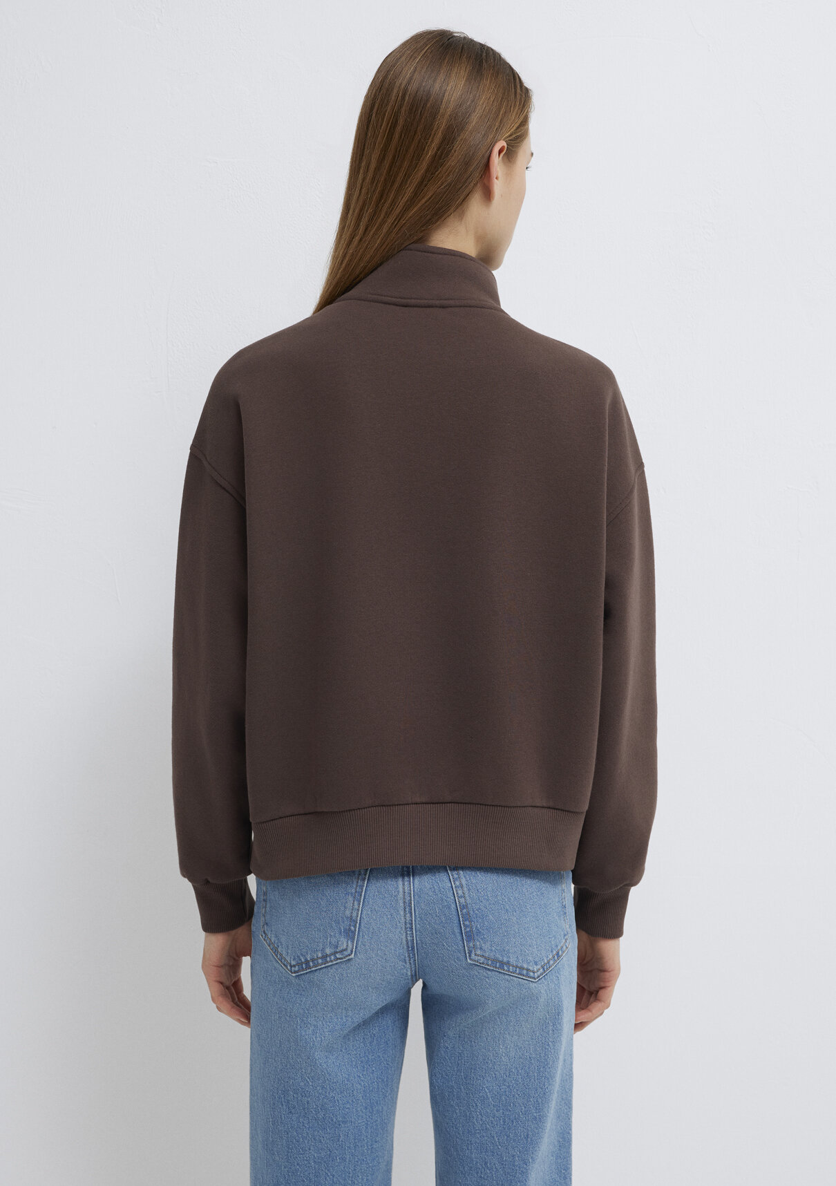 Mavi MVJNS Nakışlı Yarı Fermuarlı Kahverengi Sweatshirt görsel 6