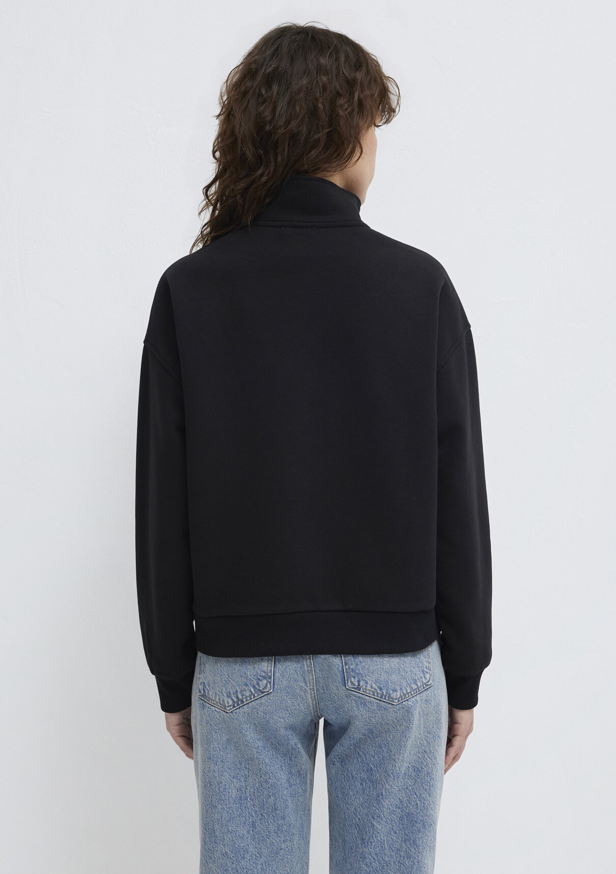 Mavi MVJNS Nakışlı Yarı Fermuarlı Siyah Sweatshirt görsel 6