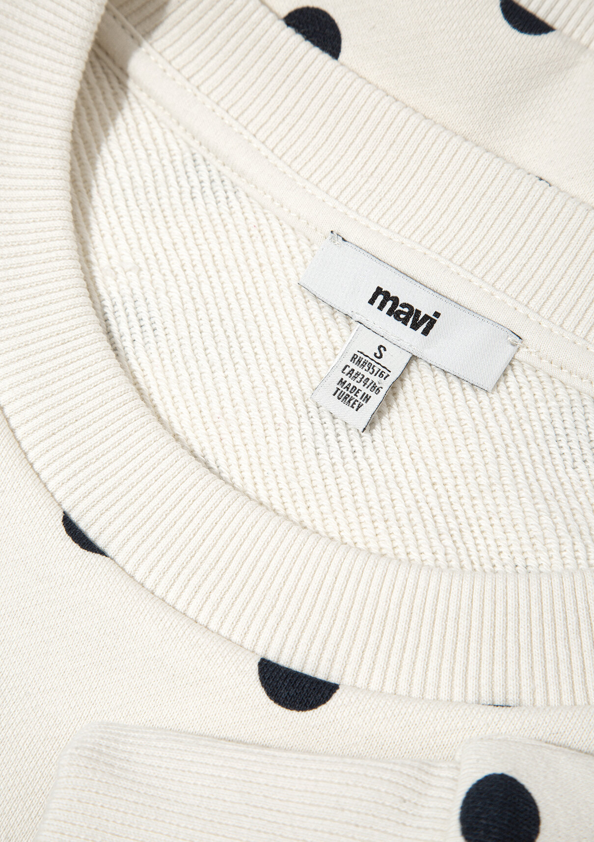 Mavi Puantiyeli Ekru Sweatshirt görsel 7