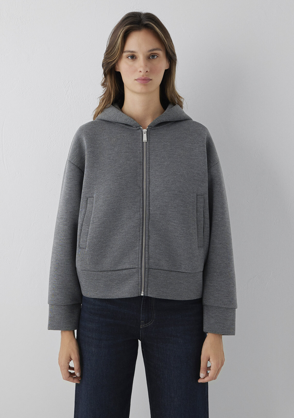 Mavi Kapüşonlu Fermuarlı Antrasit Sweatshirt görsel 3