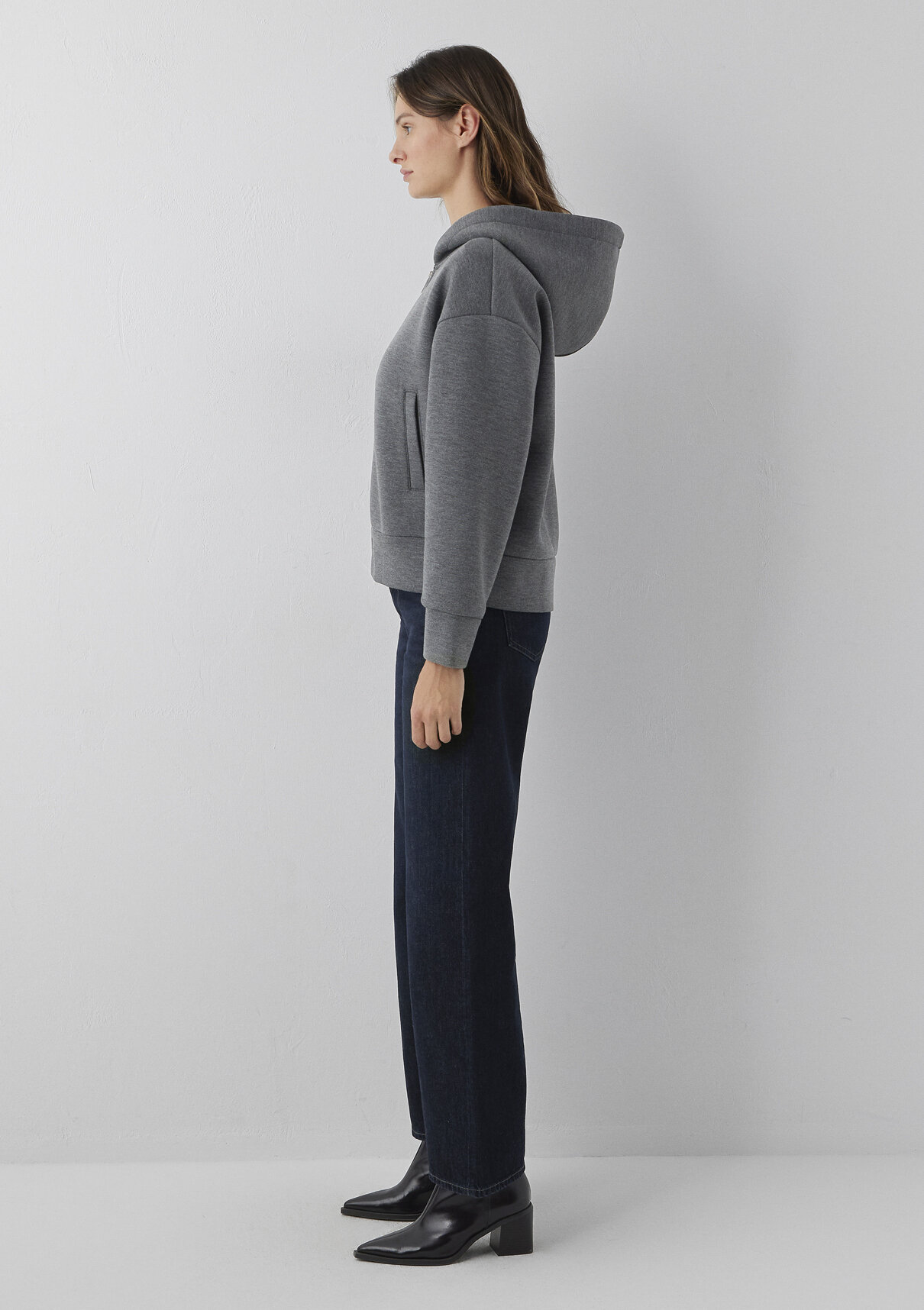 Mavi Kapüşonlu Fermuarlı Antrasit Sweatshirt görsel 4