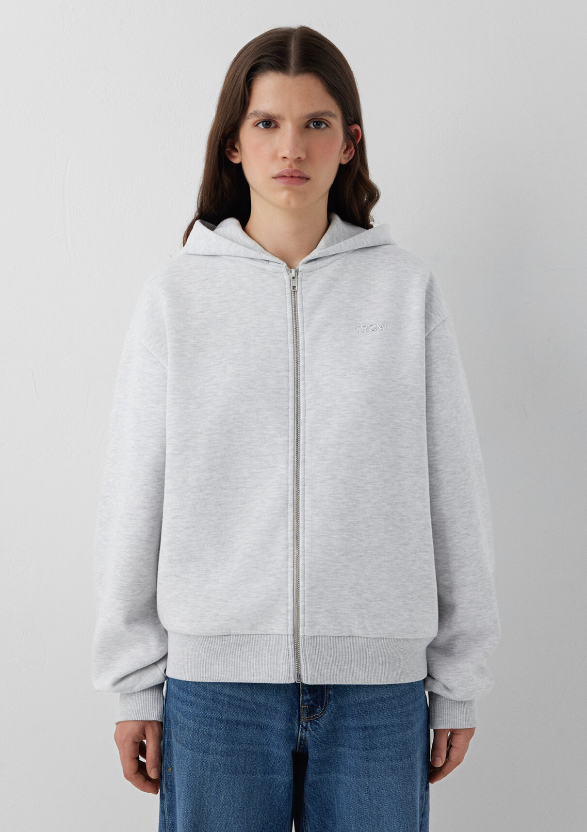 Mavi Logo Baskılı Gri Sweatshirt görsel 4