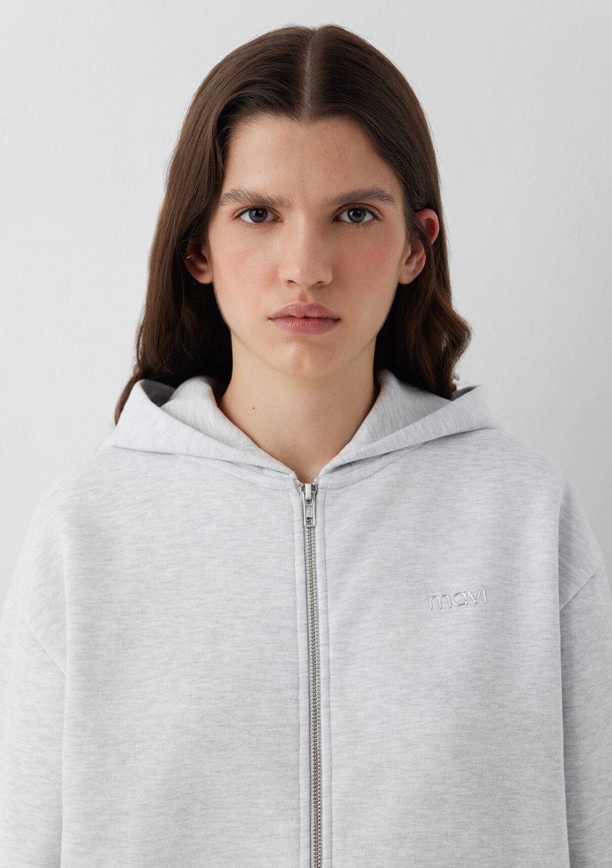 Mavi Logo Baskılı Gri Sweatshirt görsel 7