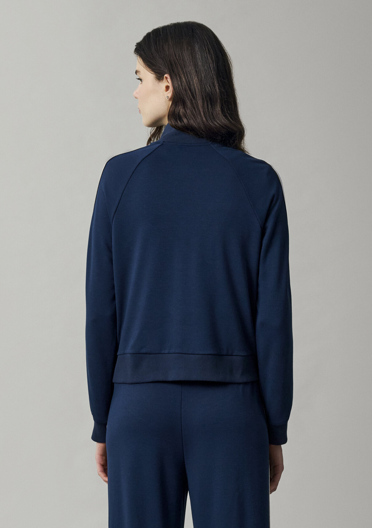 Mavi Şerit Detaylı Fermuarlı Lacivert Sweatshirt görsel 4