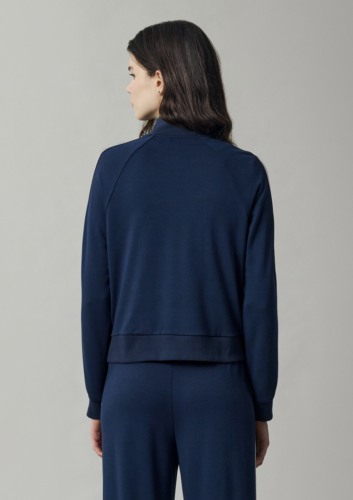 Mavi Şerit Detaylı Fermuarlı Lacivert Sweatshirt görsel 4