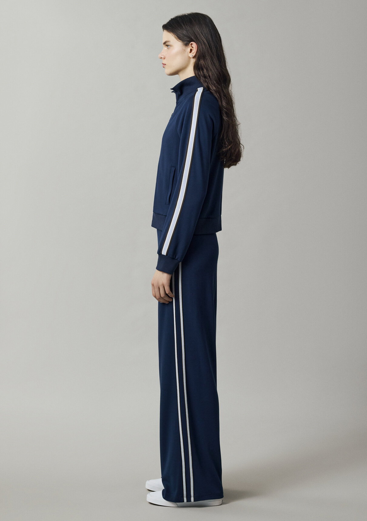 Mavi Şerit Detaylı Fermuarlı Lacivert Sweatshirt görsel 5