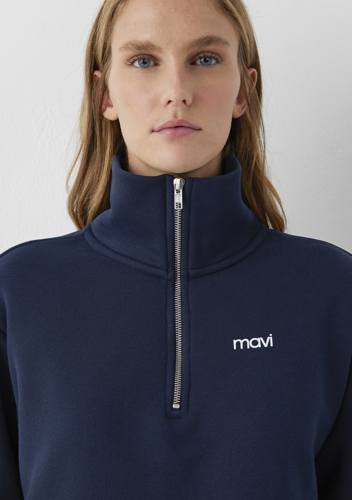 Mavi Mini Logo Yarı Fermuarlı Lacivert Sweatshirt görsel 6