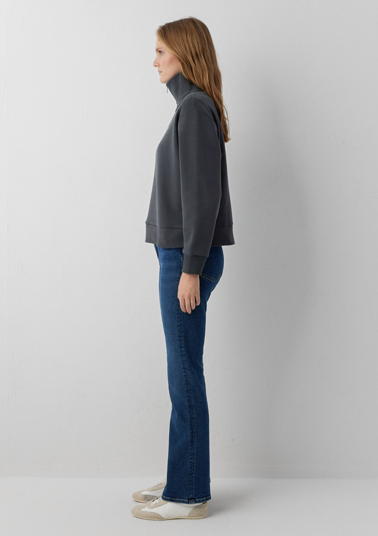 Mavi Mini Logo Yarı Fermuarlı Antrasit Sweatshirt görsel 4