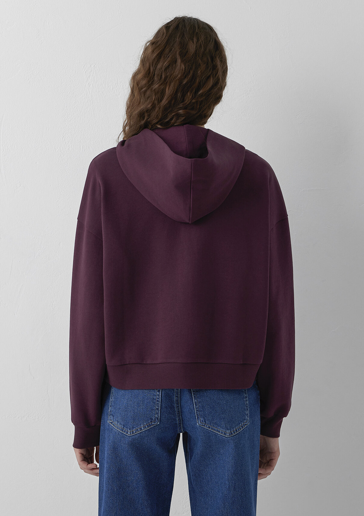 Mavi Kapüşonlu Fermuarlı Bordo Sweatshirt görsel 5