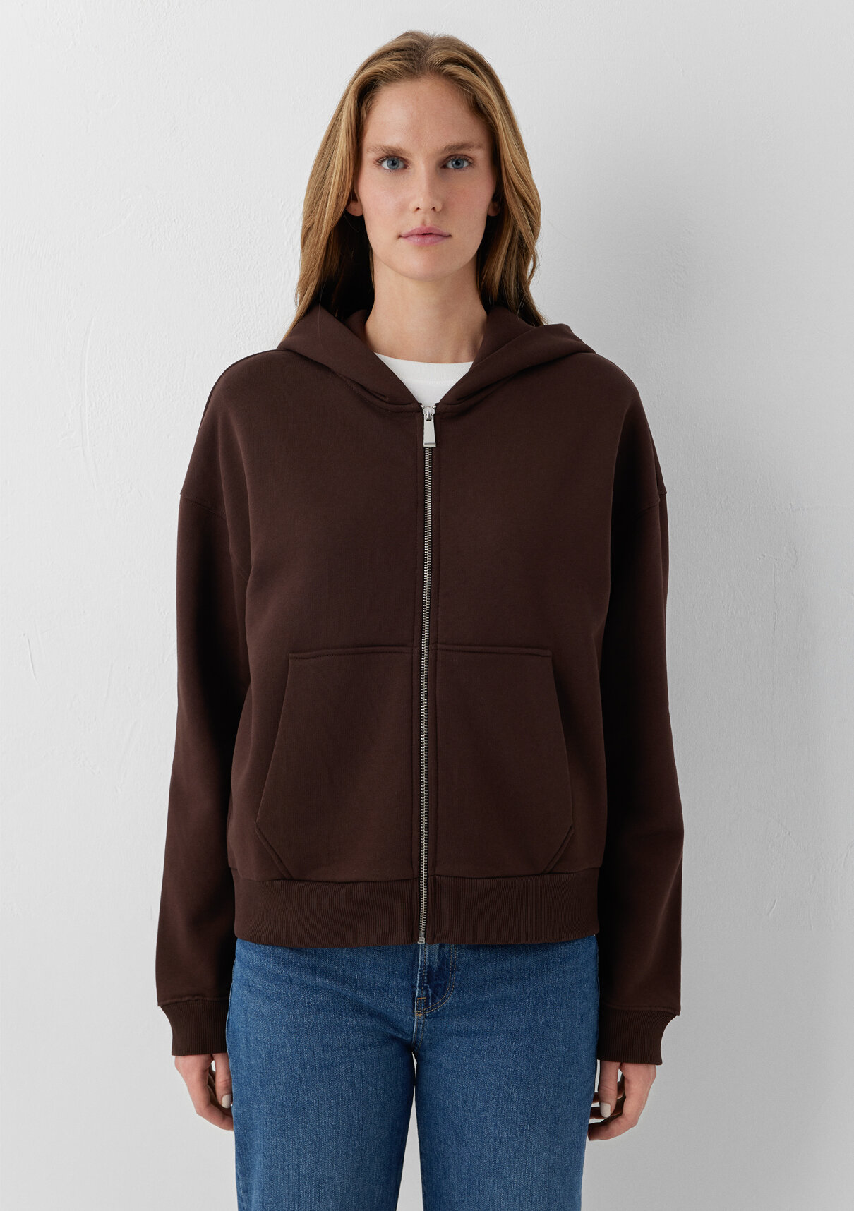 Mavi Kapüşonlu Kahverengi Basic Sweatshirt görsel 3