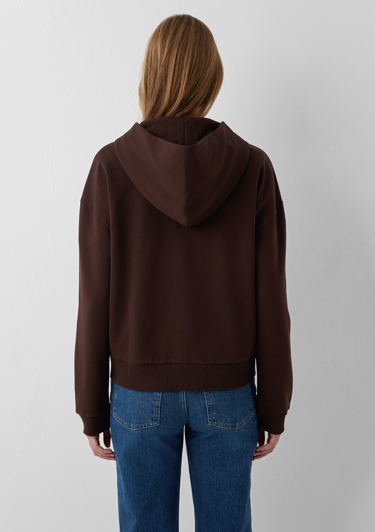 Mavi Kapüşonlu Kahverengi Basic Sweatshirt görsel 5