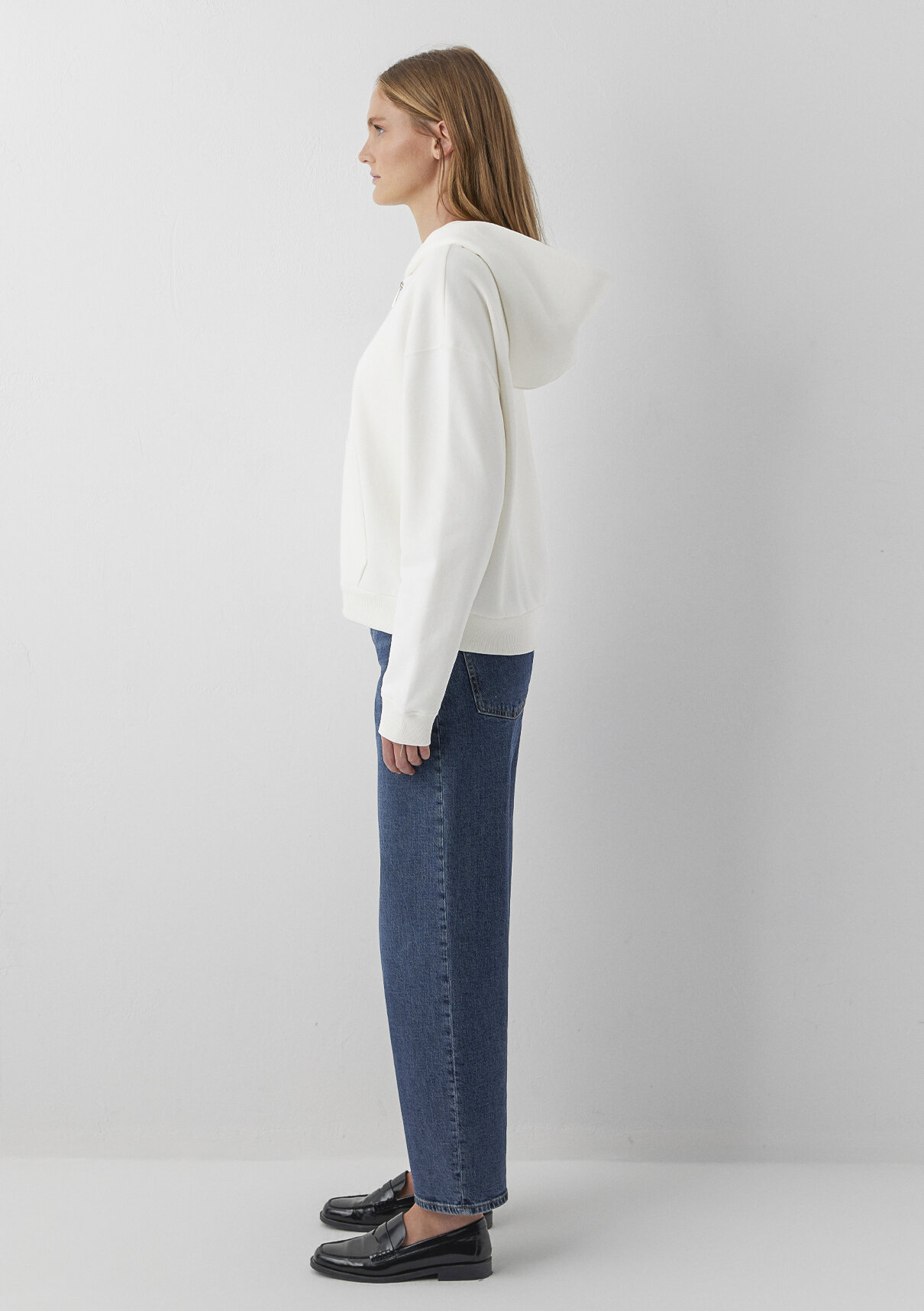 Mavi Kapüşonlu Ekru Basic Sweatshirt görsel 4