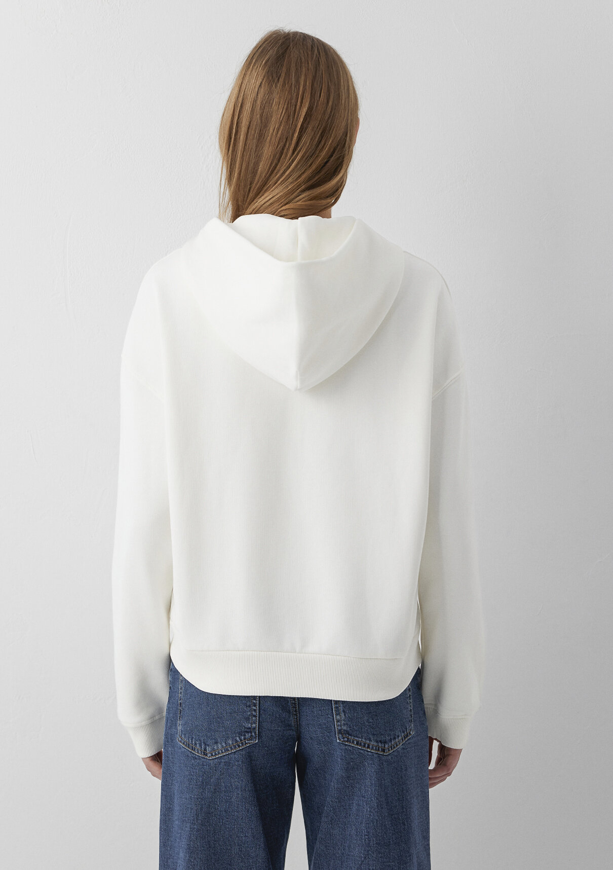 Mavi Kapüşonlu Ekru Basic Sweatshirt görsel 5
