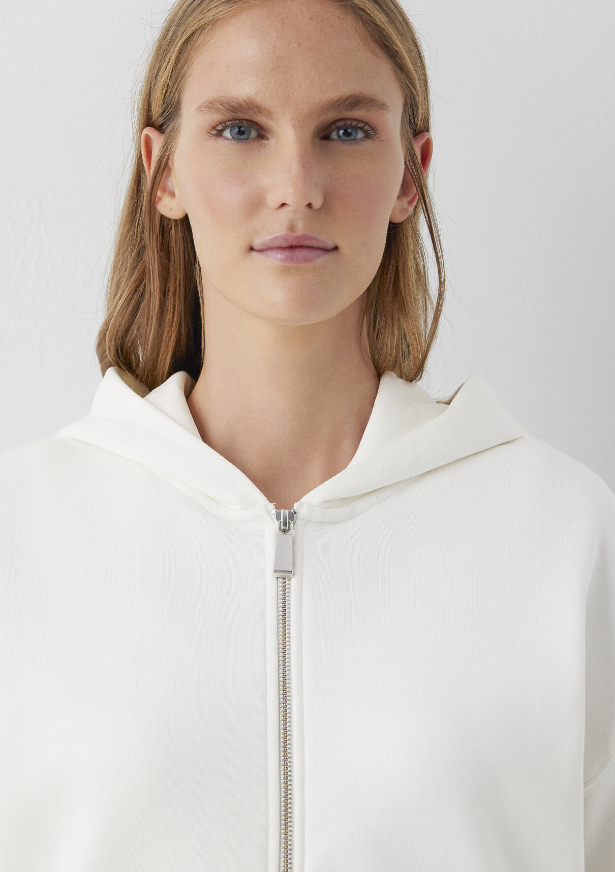Mavi Kapüşonlu Ekru Basic Sweatshirt görsel 6