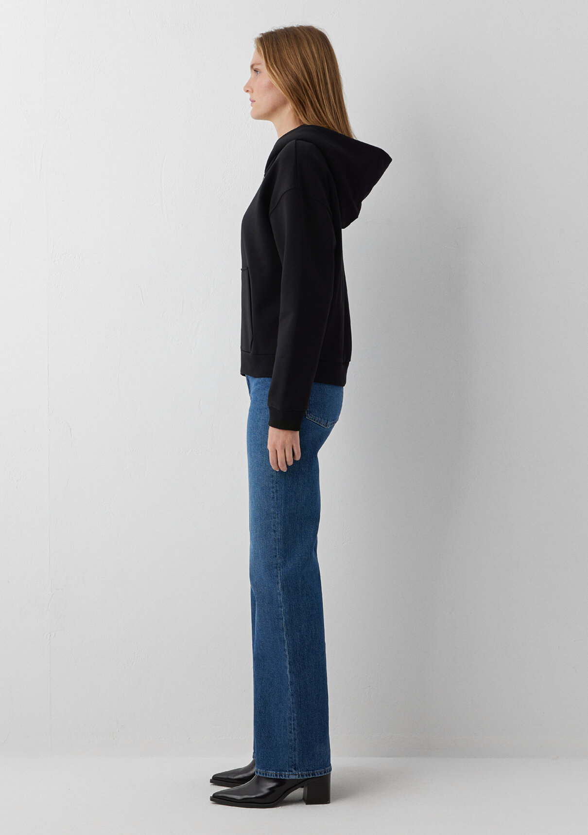 Mavi Kapüşonlu Siyah Basic Sweatshirt görsel 4