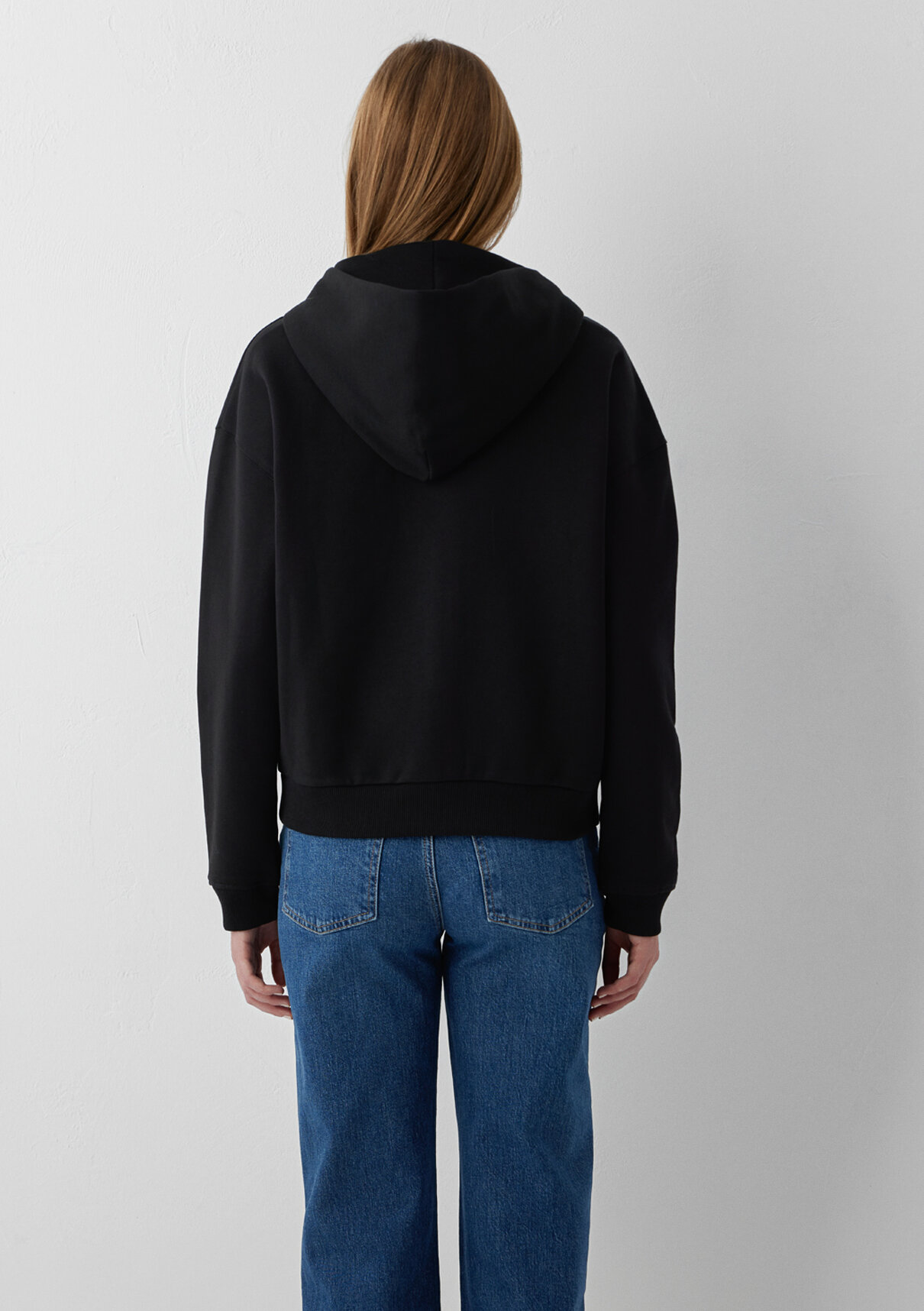 Mavi Kapüşonlu Siyah Basic Sweatshirt görsel 5