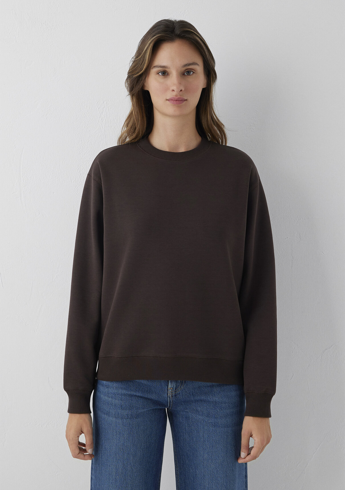 Mavi Kahverengi Basic Sweatshirt görsel 3