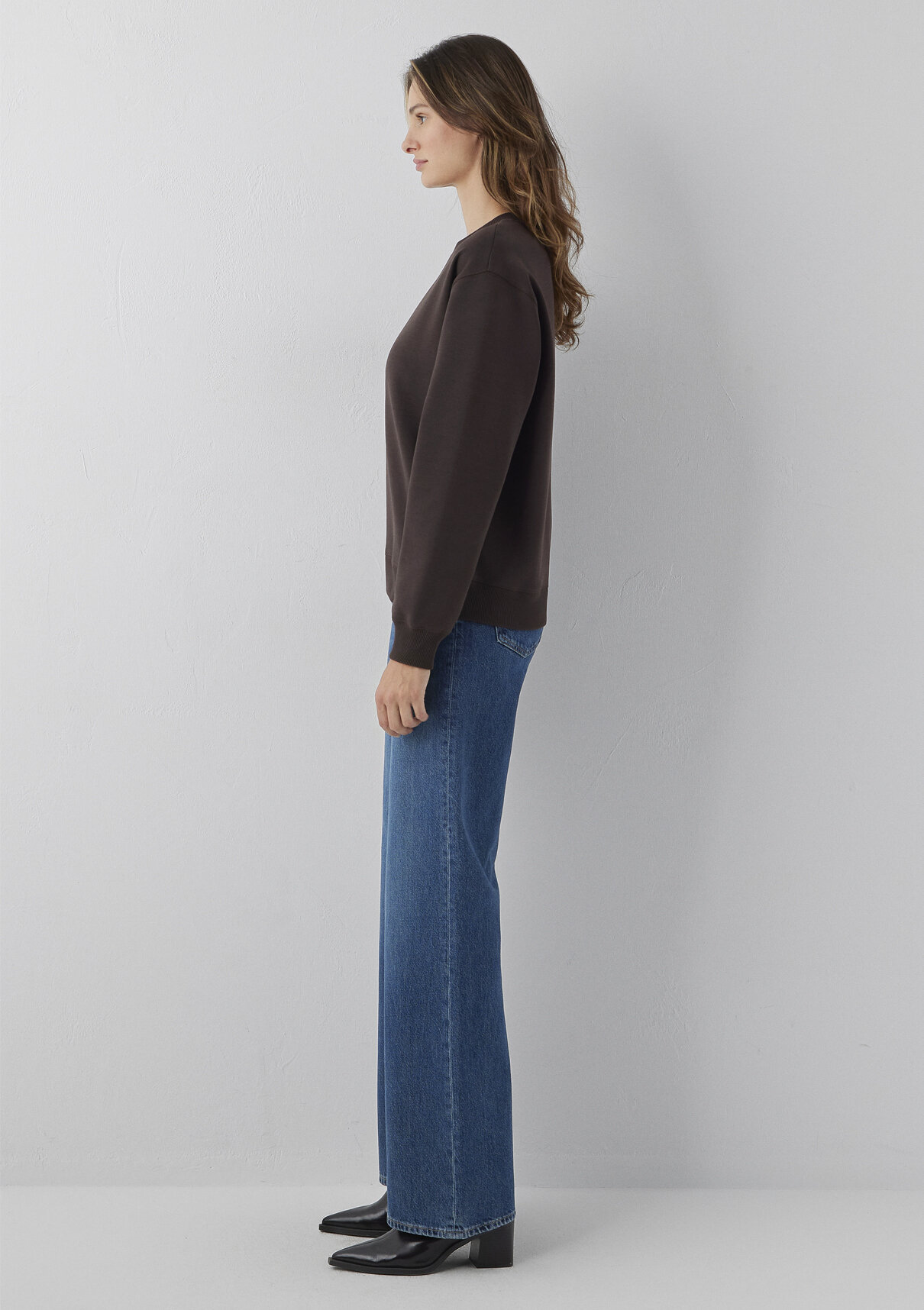 Mavi Kahverengi Basic Sweatshirt görsel 4