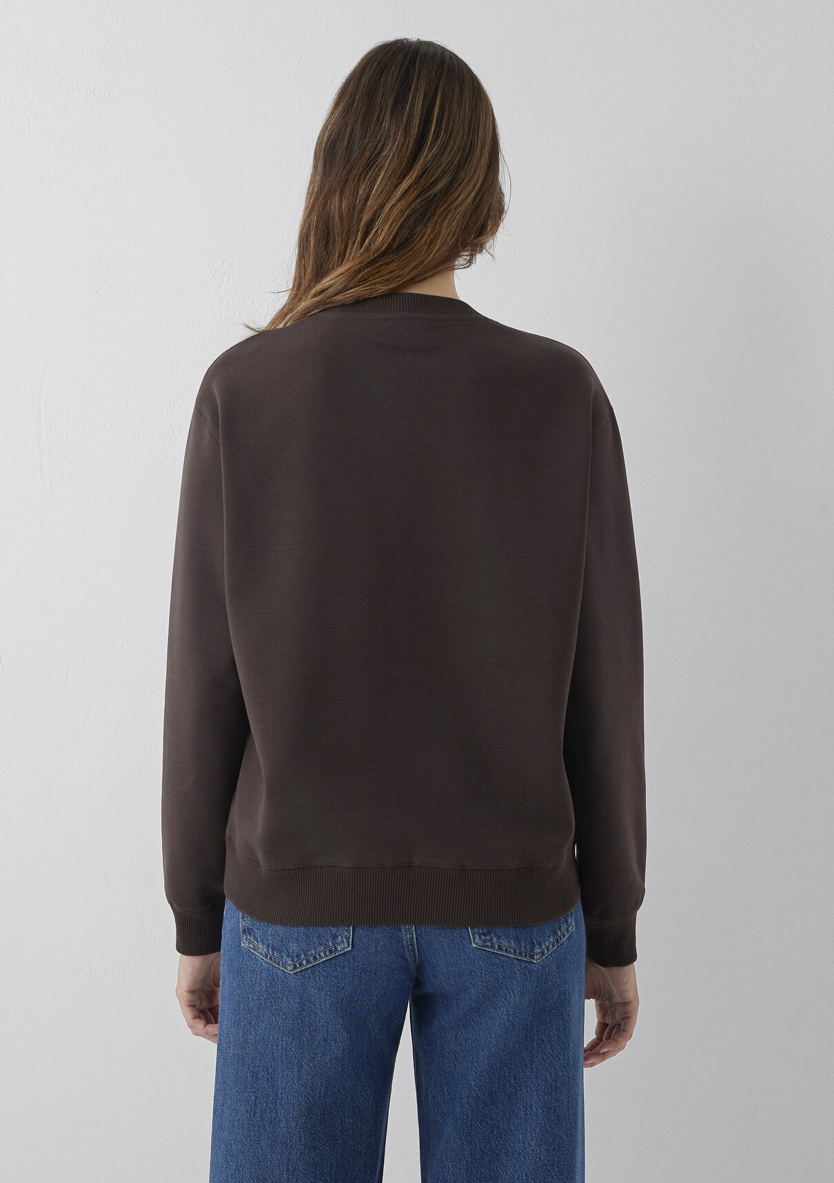 Mavi Kahverengi Basic Sweatshirt görsel 5