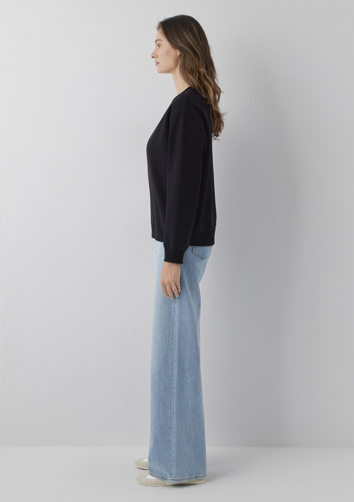 Mavi Siyah Basic Sweatshirt görsel 4