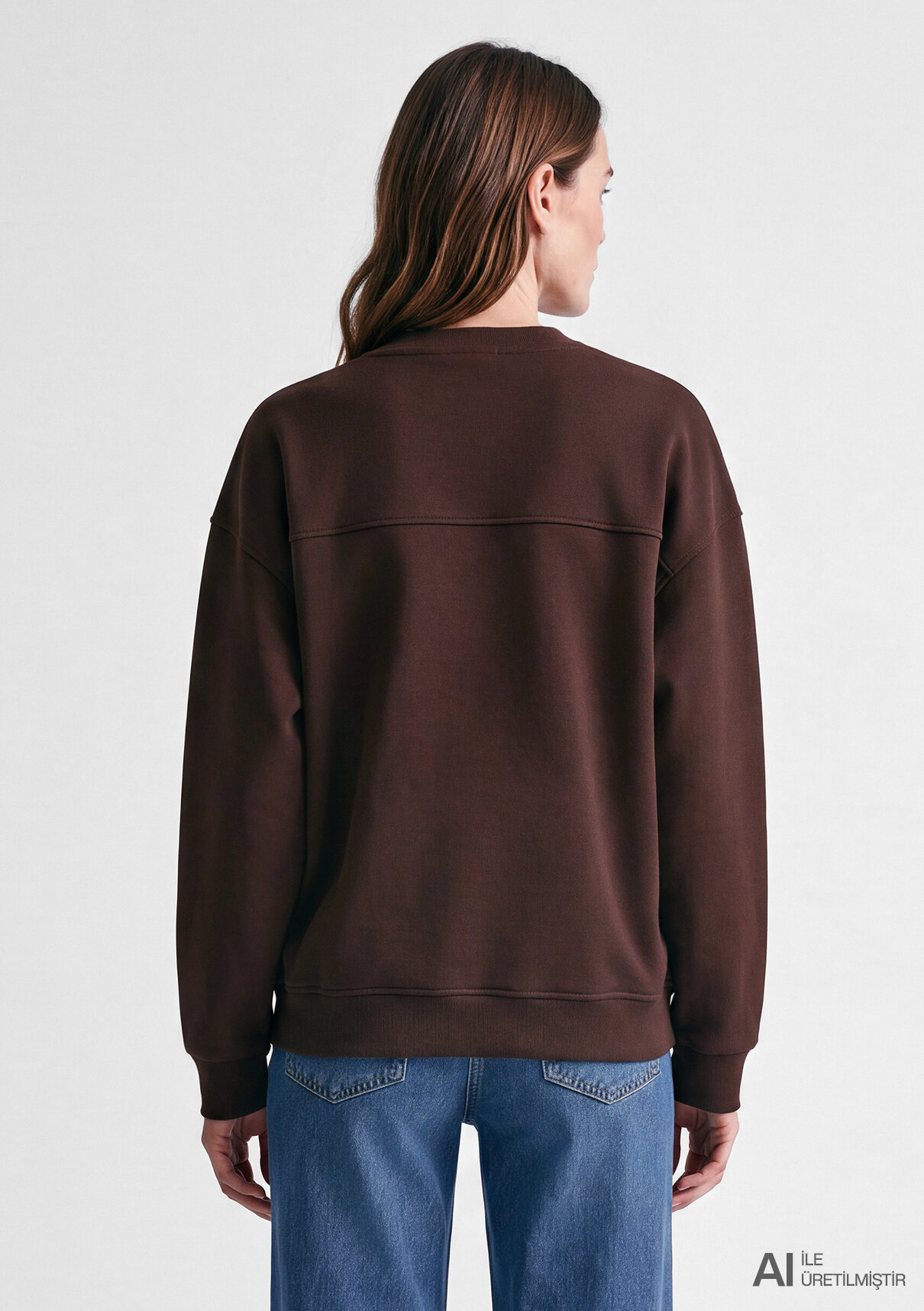 Mavi Kahverengi Sweatshirt görsel 4