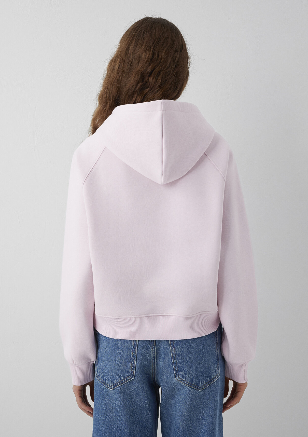 Mavi Kapüşonlu Pembe Basic Sweatshirt görsel 5