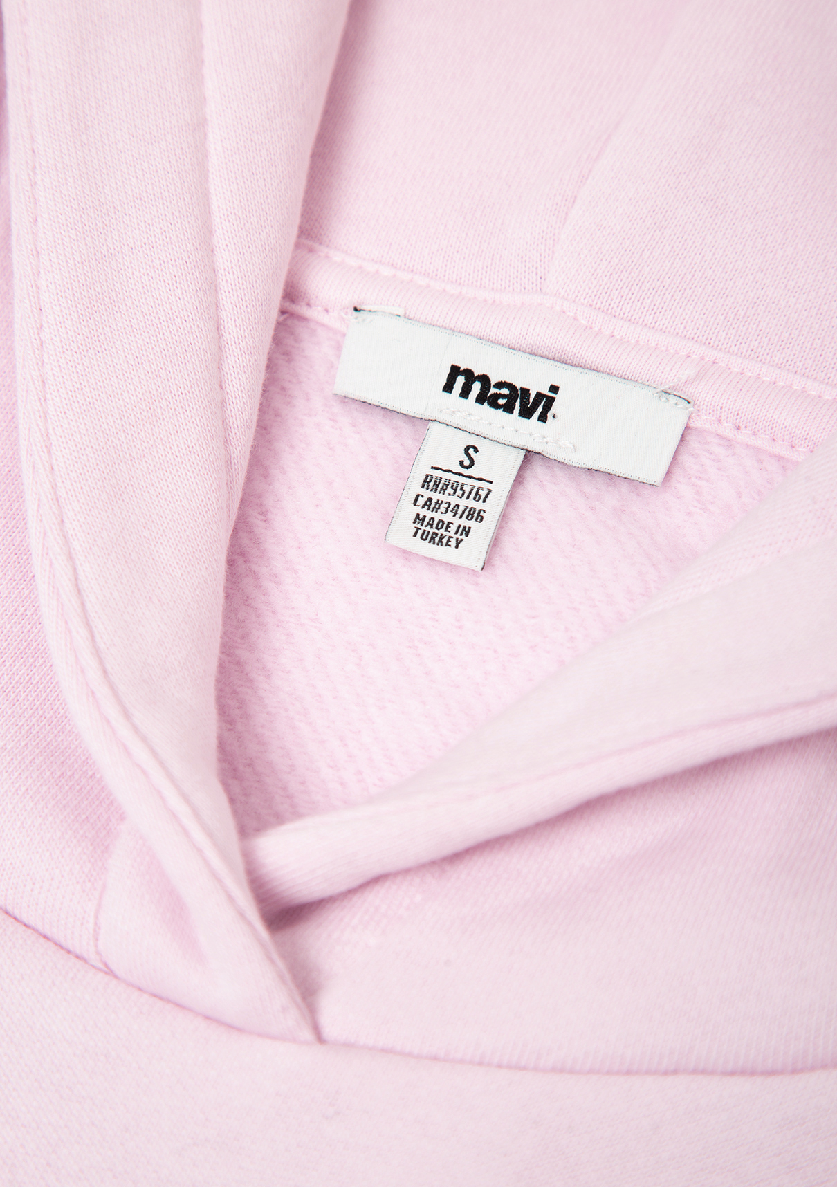 Mavi Kapüşonlu Pembe Basic Sweatshirt görsel 7