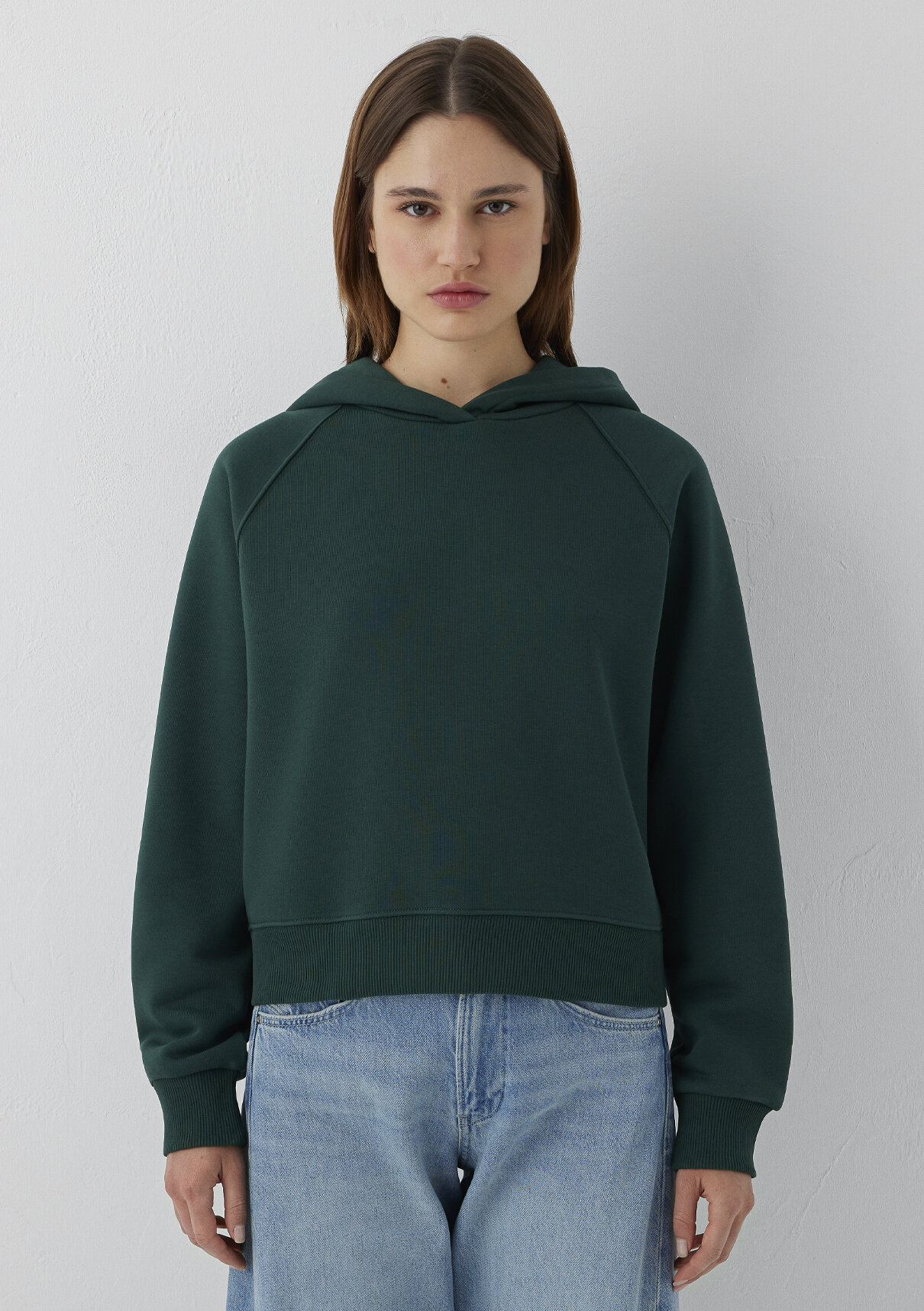 Mavi Kapüşonlu Yeşil Basic Sweatshirt görsel 3