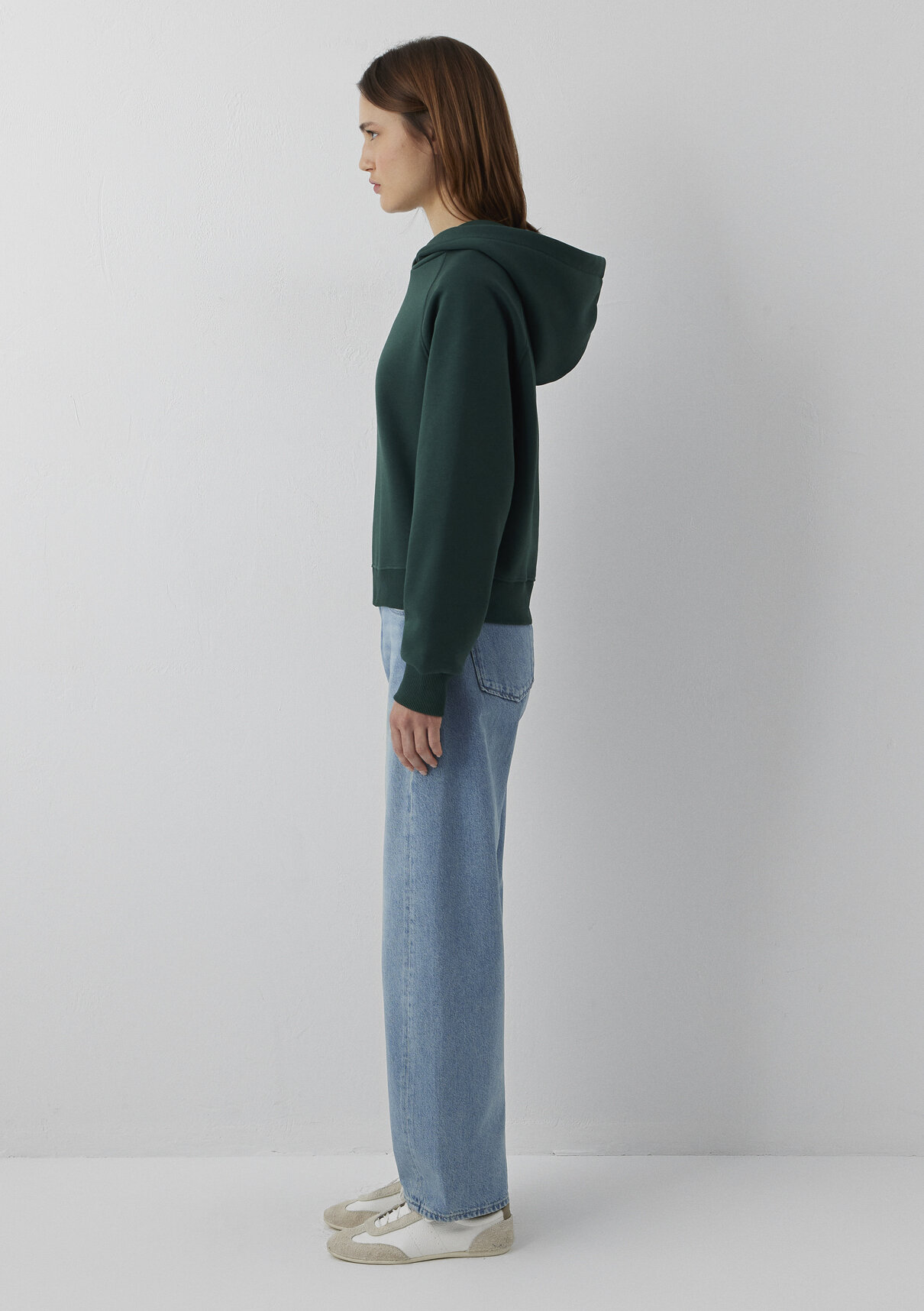Mavi Kapüşonlu Yeşil Basic Sweatshirt görsel 4
