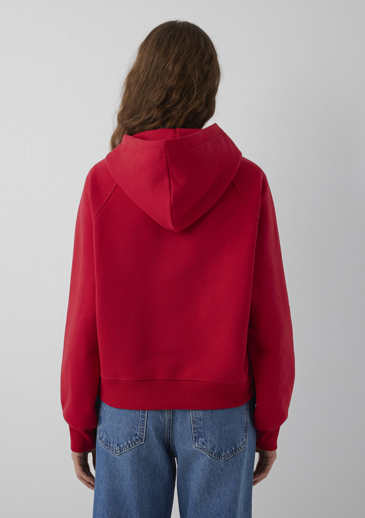 Mavi Kapüşonlu Kırmızı Basic Sweatshirt görsel 6