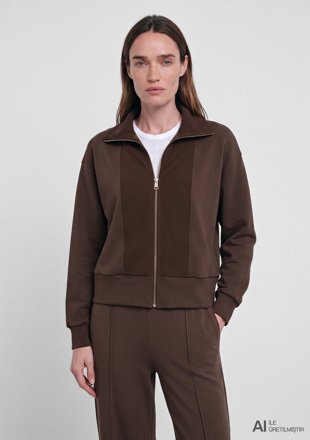 Mavi Sporty Lux (Tencel™) Modal Karışımlı Kahverengi Sweatshirt