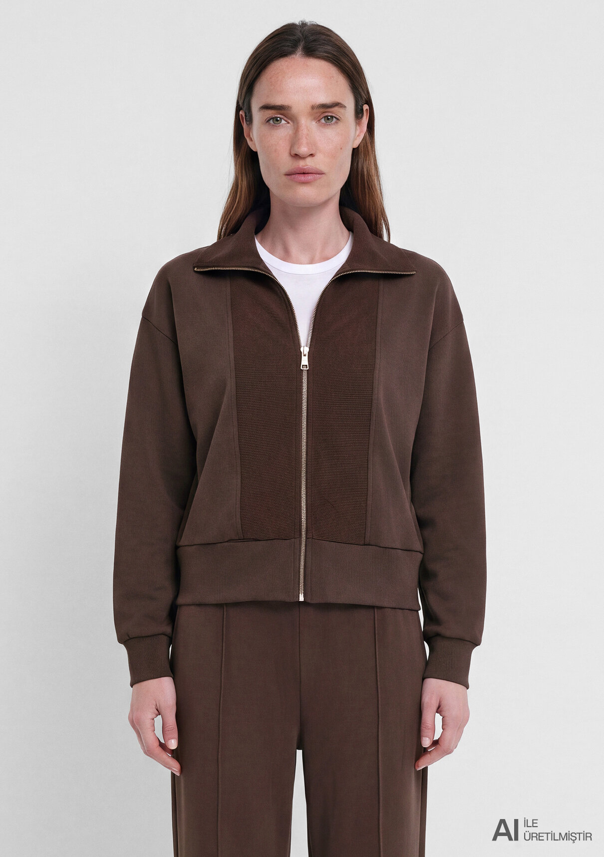 Mavi Sporty Lux (Tencel™) Modal Karışımlı Kahverengi Sweatshirt görsel 3