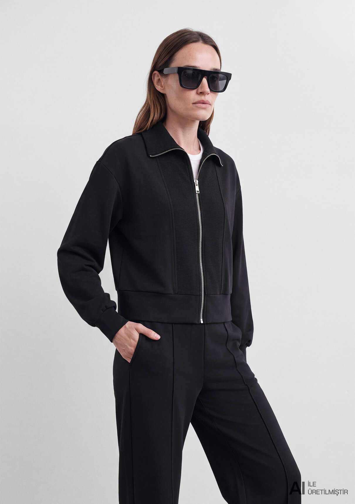 Mavi Sporty Lux (Tencel™) Modal Karışımlı Siyah Sweatshirt