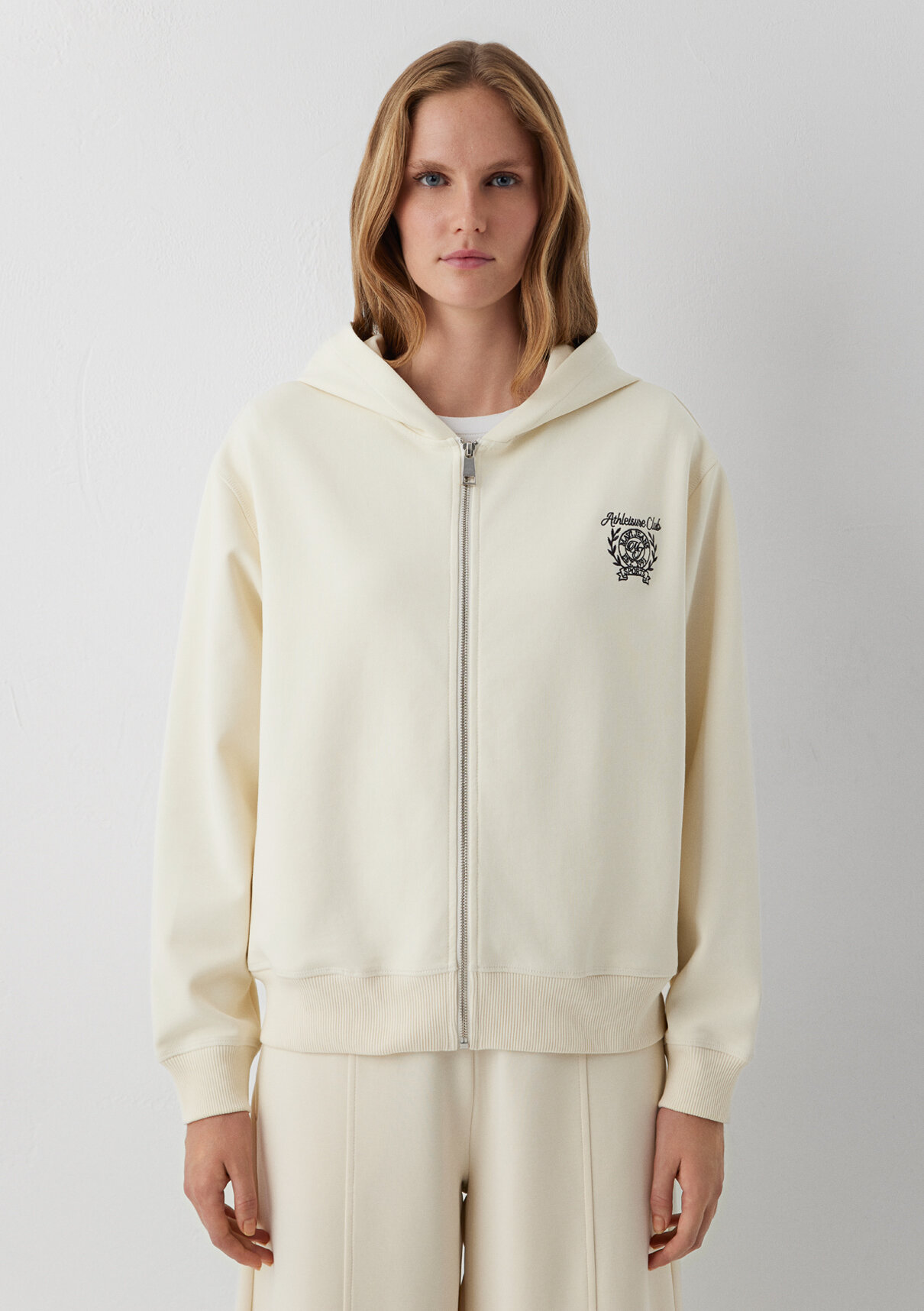 Mavi Sporty Lux Kapüşonlu Fermuarlı Ekru Sweatshirt görsel 4