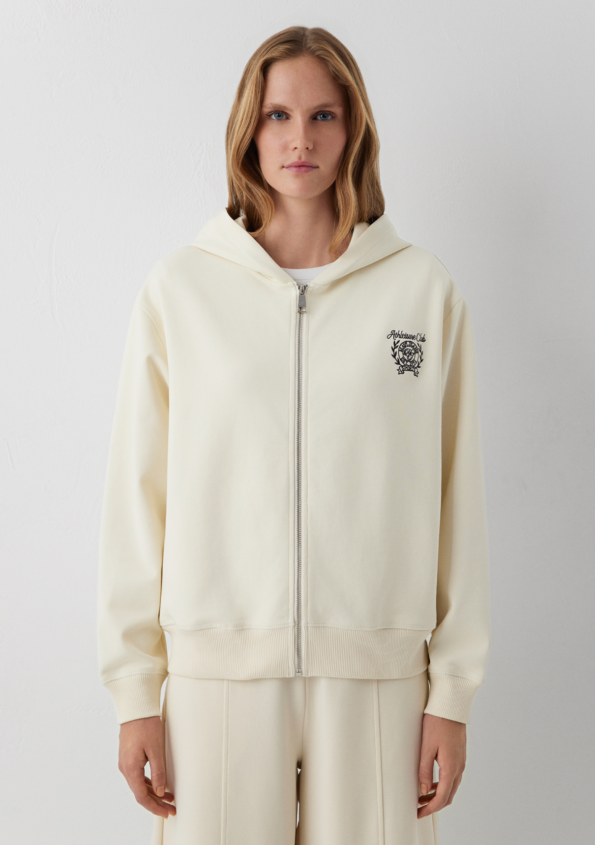 Mavi Sporty Lux Kapüşonlu Fermuarlı Ekru Sweatshirt görsel 4