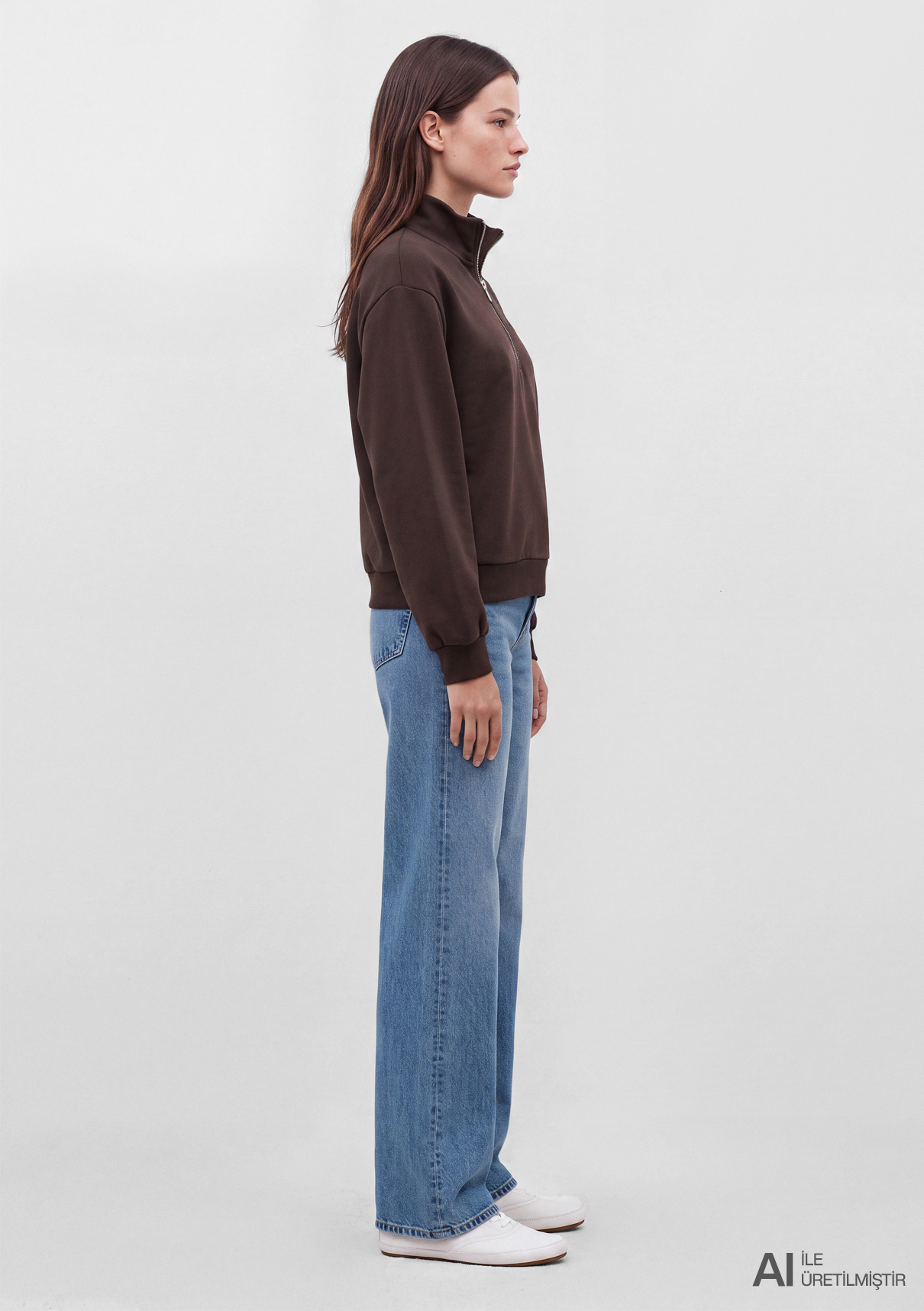 Mavi Kahverengi Sweatshirt görsel 3