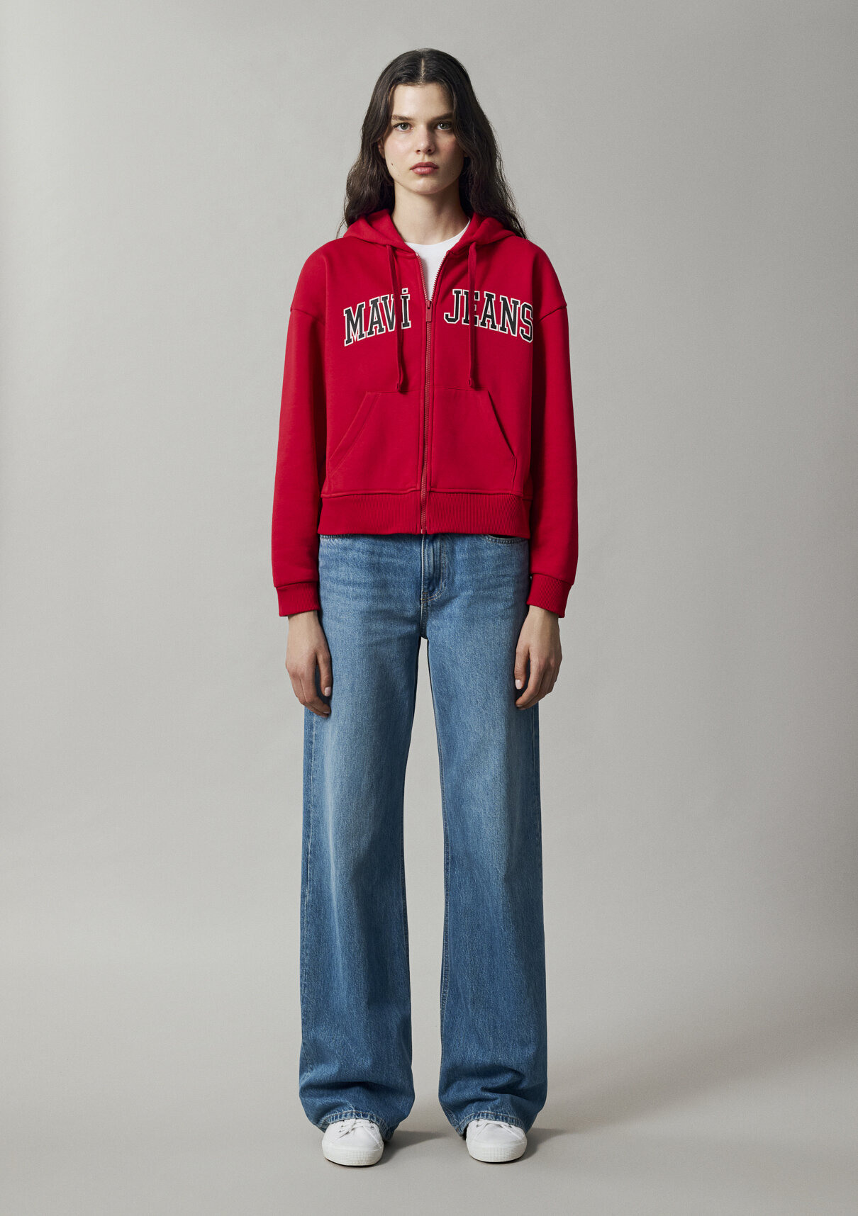 Mavi Jeans Kapüşonlu Kırmızı Sweatshirt görsel 4
