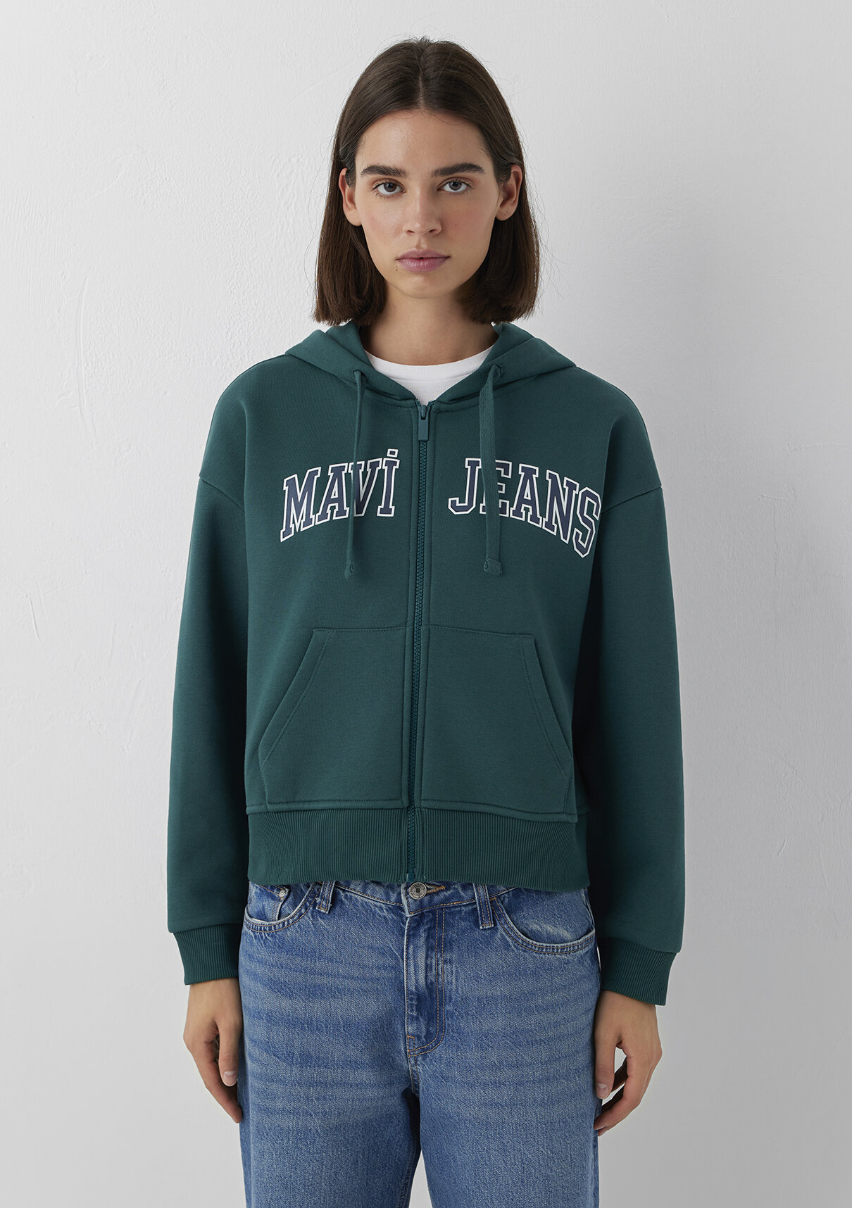 Mavi Kapüşonlu Yeşil Sweatshirt görsel 3