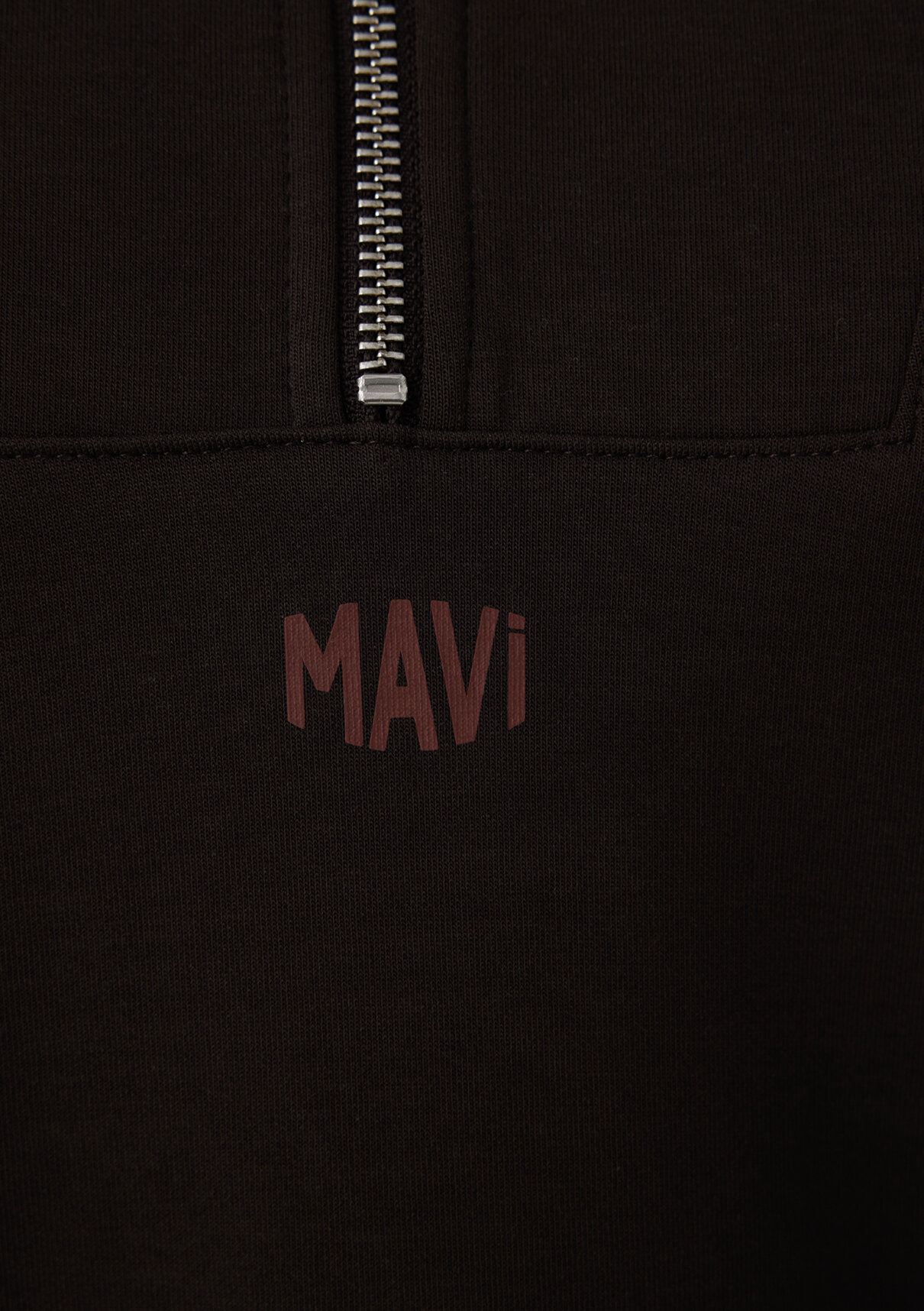 Mavi Yarı Fermuarlı Kahverengi İnterlok Sweatshirt görsel 8