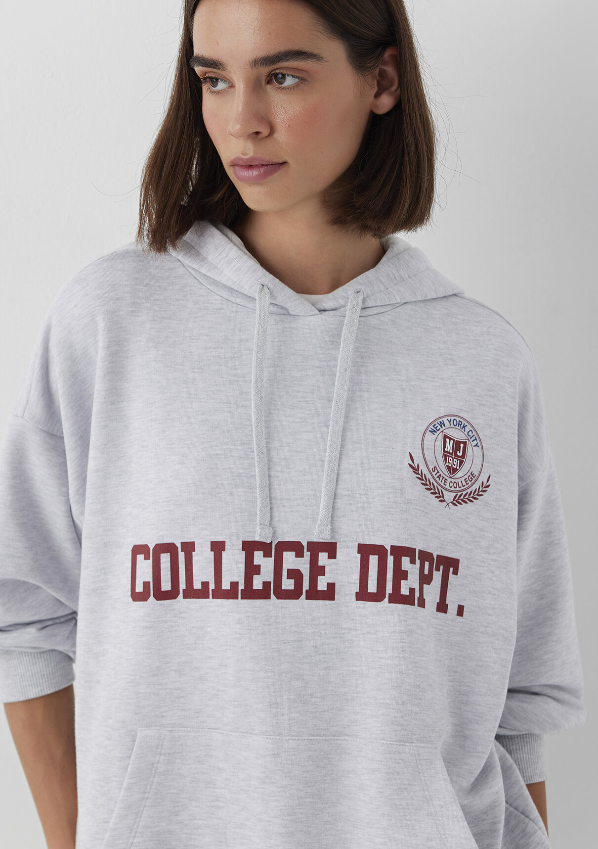 Mavi Baskılı Gri Sweatshirt