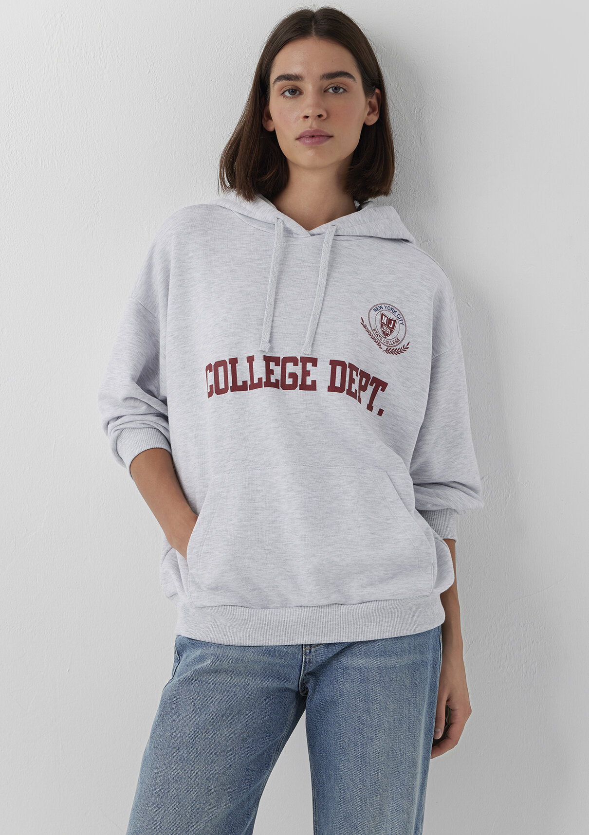 Mavi Baskılı Gri Sweatshirt görsel 2