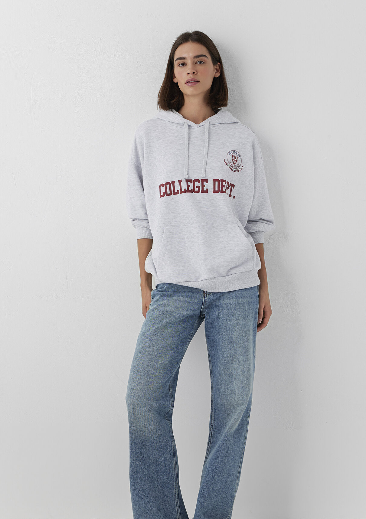 Mavi Baskılı Gri Sweatshirt görsel 3