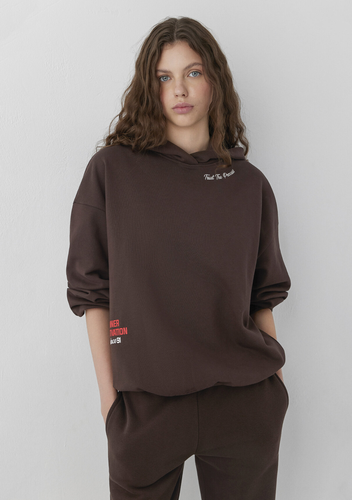 Mavi Kapüşonlu Kahverengi Sweatshirt görsel 2