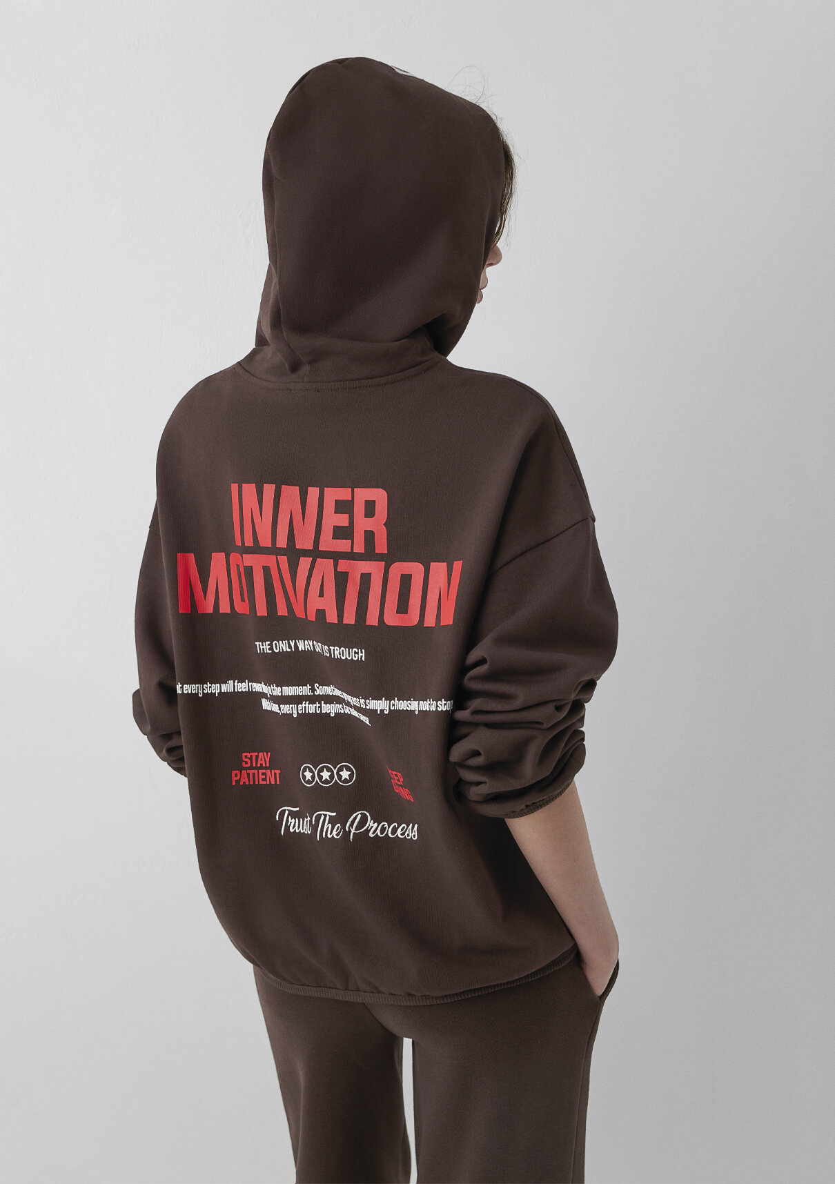 Mavi Kapüşonlu Kahverengi Sweatshirt görsel 3