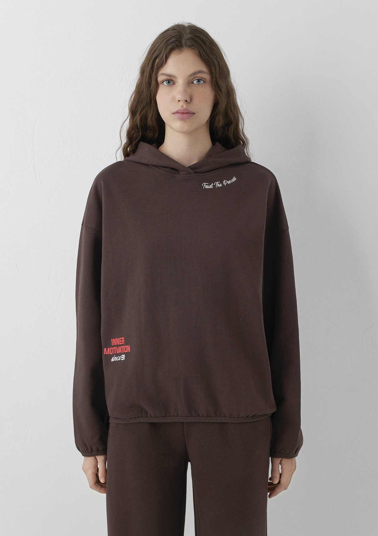 Mavi Kapüşonlu Kahverengi Sweatshirt görsel 4
