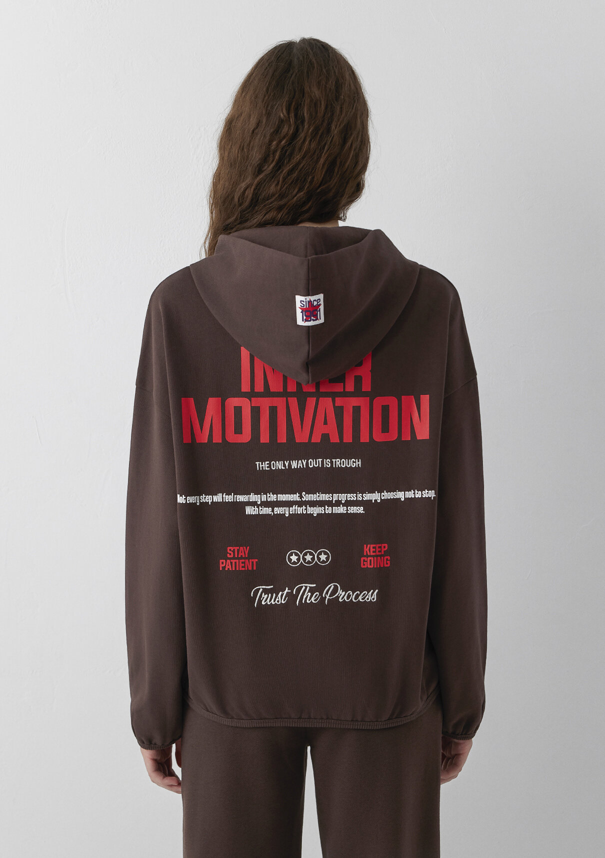 Mavi Kapüşonlu Kahverengi Sweatshirt görsel 6