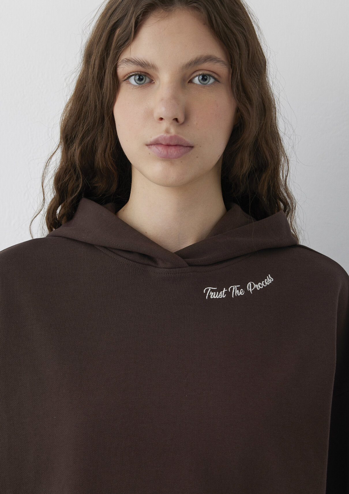 Mavi Kapüşonlu Kahverengi Sweatshirt görsel 7